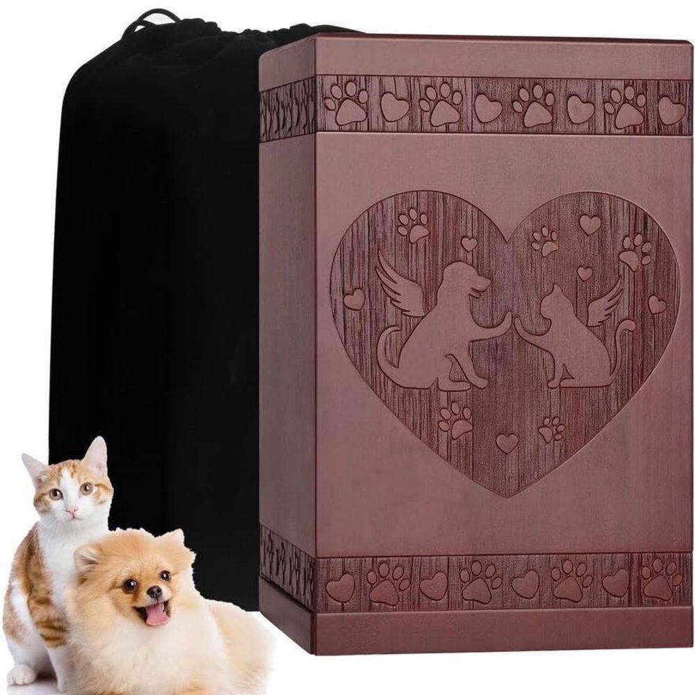 Amazon Pet Memorial Urn with Heart Design - Brown
